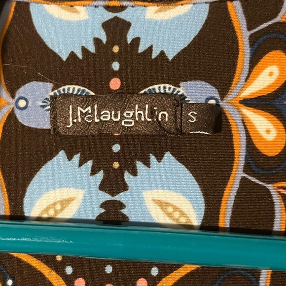 J. McLaughlin Blue and Orange Long Sleeve Shirt Dress - Picture 2 of 6